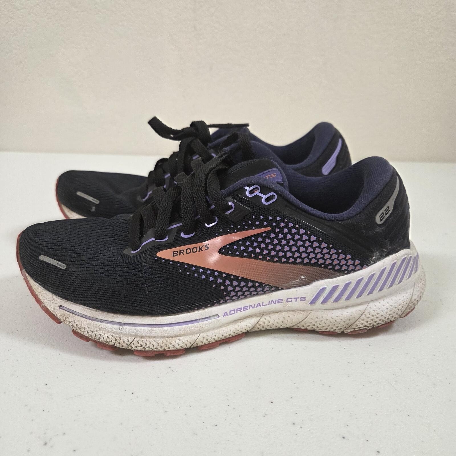 Brooks Adrenaline Gts Running Shoes Black Purple Size 8.5 W